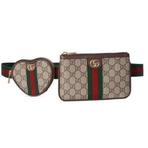 Gucci Ophidia GG Heart Pouch Utility Belt Bag Adjustable 100 Web